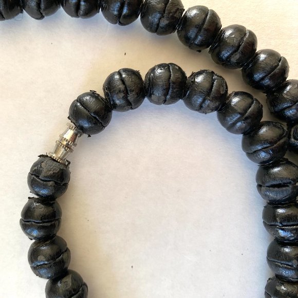 Vintage Club Monaco Black Leather Beaded Extra Long Necklace - Picture 10 of 16